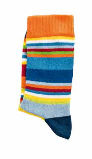 ABS-Thermo-Socken "Gute Laune Ringel" mit Namen - orange