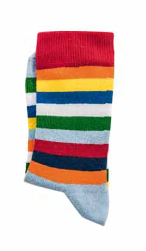 ABS-Thermo-Socken "Gute Laune Ringel" mit Namen - rot