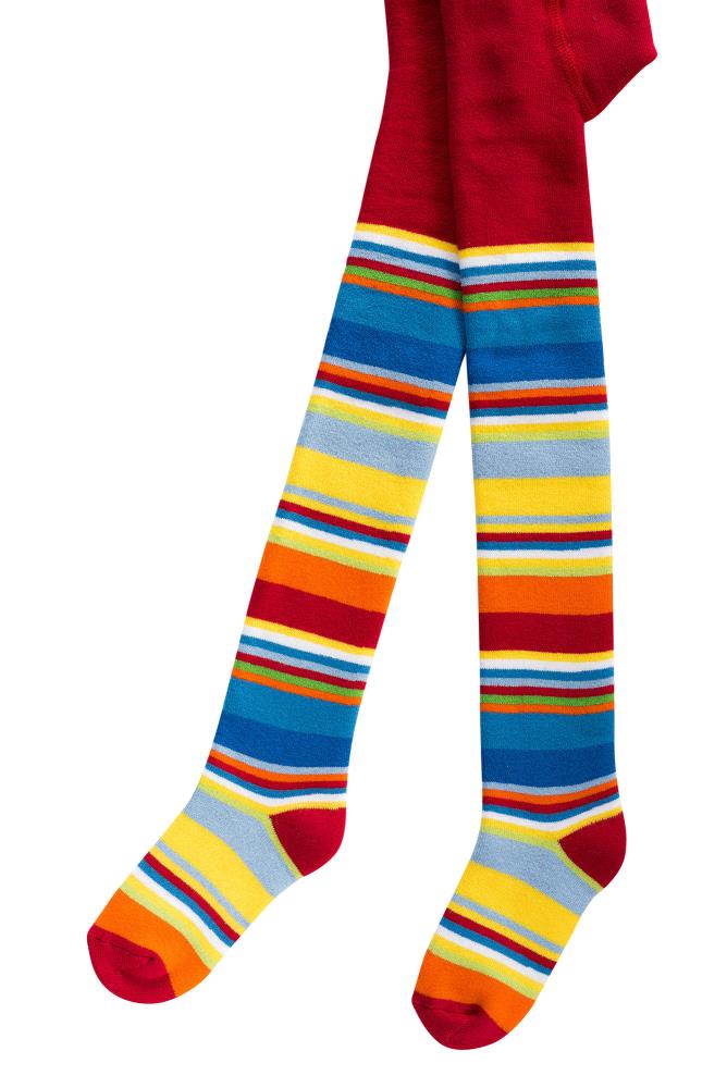 Namens-ABS-Thermostrumpfhose "Gute Laune Ringel" - rot