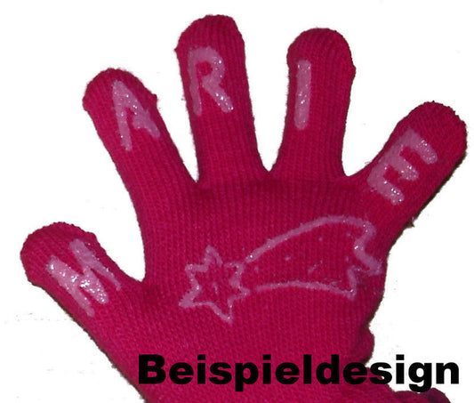 Kinder-ABS-Handschuhe "Magic Gloves" mit Name und Motiv - natur
