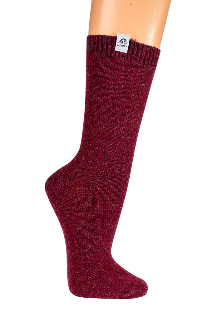 Merino-Wollsocken "Uni" mit individuellem Anti-Rutsch-Druck - bordeaux