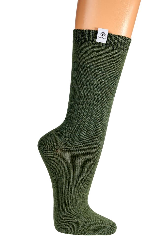 Merino-Wollsocken "Uni" mit individuellem Anti-Rutsch-Druck - grün