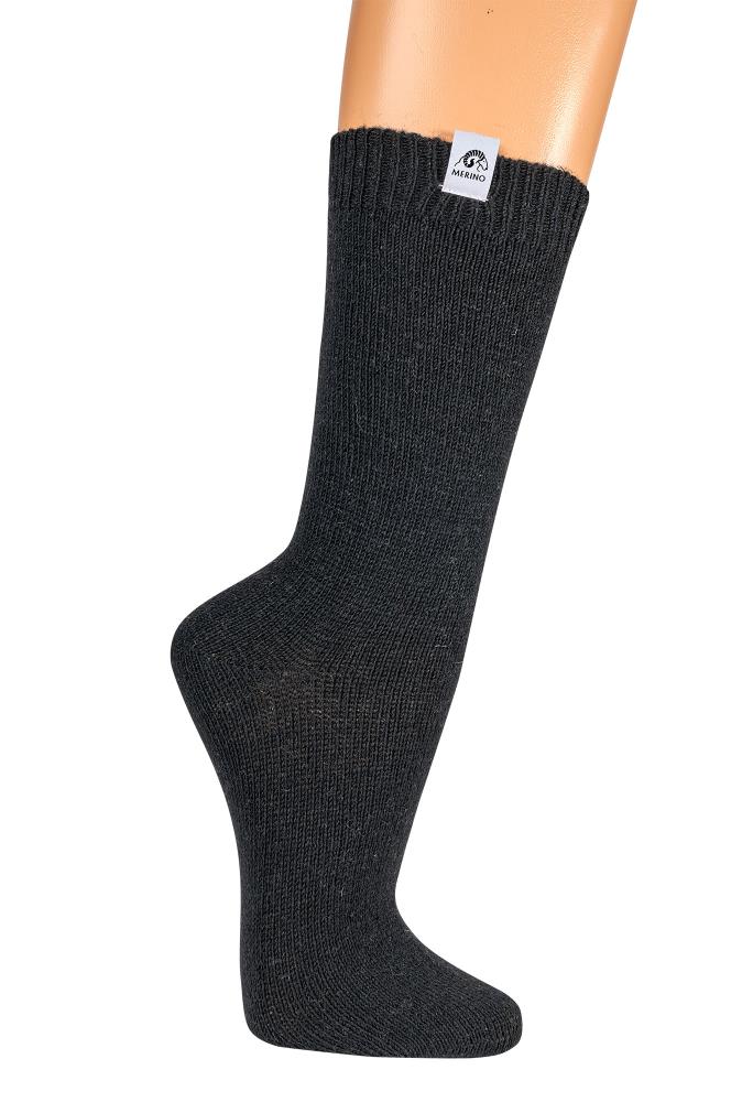 Merino-Wollsocken "Uni" mit individuellem Anti-Rutsch-Druck - schwarz