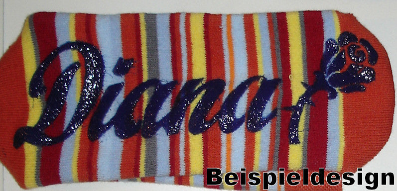 ABS-Thermo-Socken "Ringel" mit Namen - orange