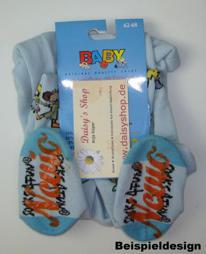 Baby-Strumpfhose "Kleine Mausi" mit Namens-ABS-Druck - natur