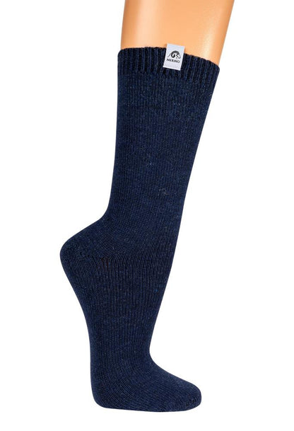 Merino-Wollsocken "Uni" mit individuellem Anti-Rutsch-Druck -blau